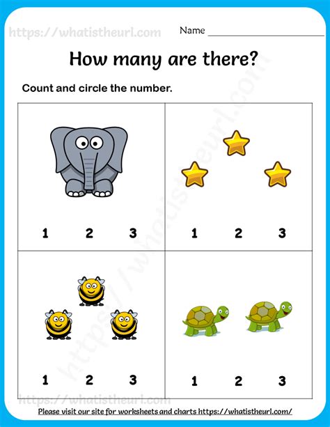 Learning to Count ( 1 to 3 ) Worksheets For Pre-Kindergarten - Your Home Teacher