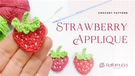 Crochet Strawberry Applique – Free Pattern • RaffamusaDesigns