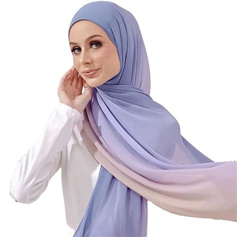 Gradient Color Sports Floral Chiffon Shawl Malaysia Hijab for Womens ...