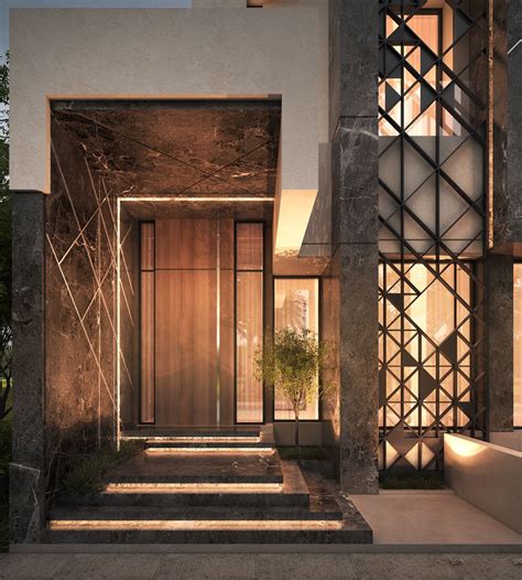 main entrance , private villa, Kuwait , 500 m | Grades para janelas, Fachadas de casas, Arquitetura