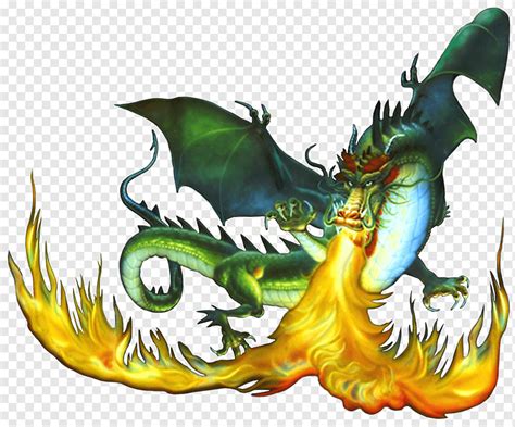 Drachenfeueratmung, Feueratmung Drache, Karikatur, chinesischer Drache ...