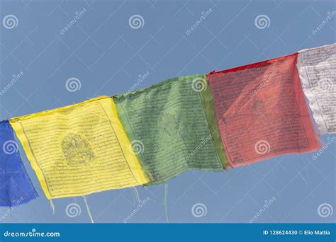 Prayer Flags Flying from Boudhanath Stupa, Buddhist Temple Near Kathmandu, Nepal Stock Photo ...