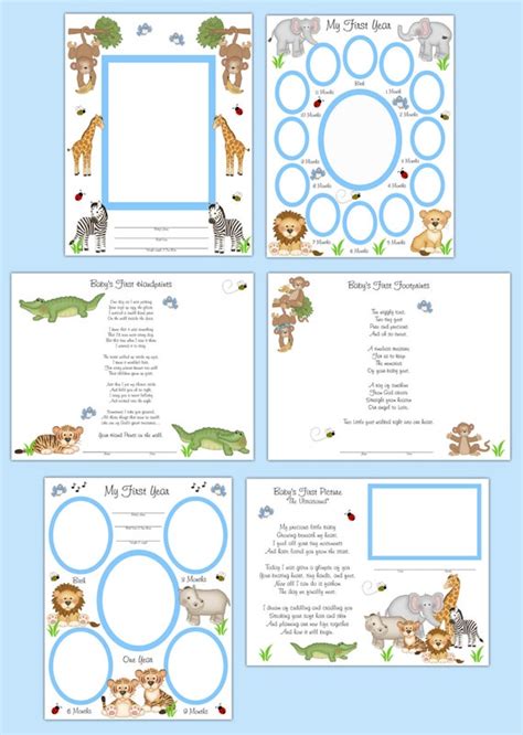 PREMADE SCRAPBOOK PAGES Baby Boy Safari Jungle Animals First