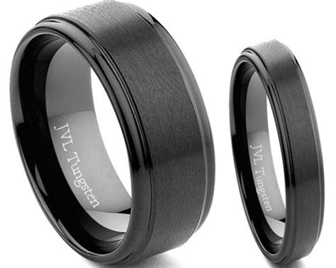 "Enchantment" black Tungsten wedding bands by jvljewelry | Tungsten ...