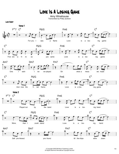 Love Is A Losing Game Sheet Music | Amy Winehouse | Guitar Chords/Lyrics