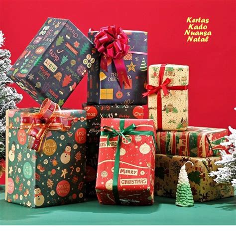 Jual ISI 5 LEMBAR Kertas Kado Nuansa Natal Christmas Wrapping Paper | Shopee Indonesia