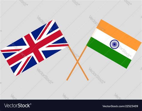 Uk and india british and indian flags Royalty Free Vector