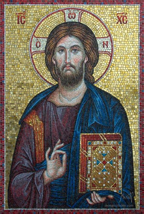 Christ Pantocrator. Mosaic for Iconostasis. Mosaic is made of Venetian ...