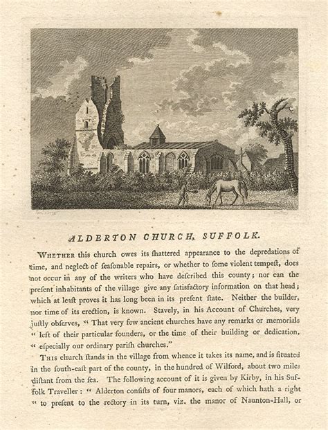 Old and antique prints and maps: Suffolk, Alderton Church, 1786 ...