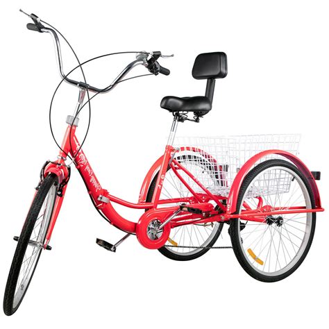 Folding Adult Three Wheel Tricycle Bike With Basket 26"– Zincera