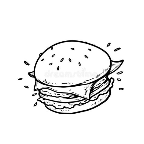 A big burger sketch stock illustration. Illustration of drawing - 173967018