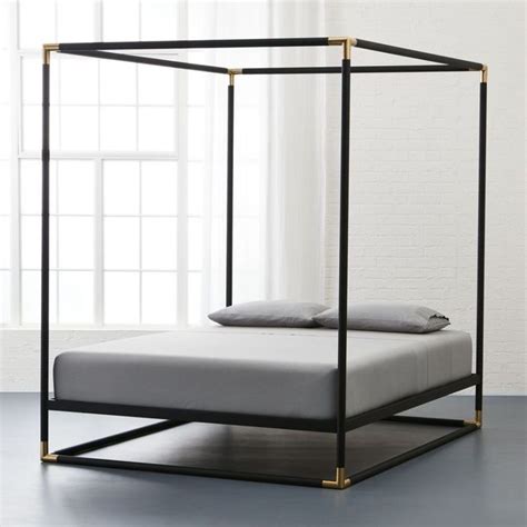 Wrought Iron Canopy Bed Made Of Metal In Black Lacquer Finished With Gold Accent… | Canopy bed ...