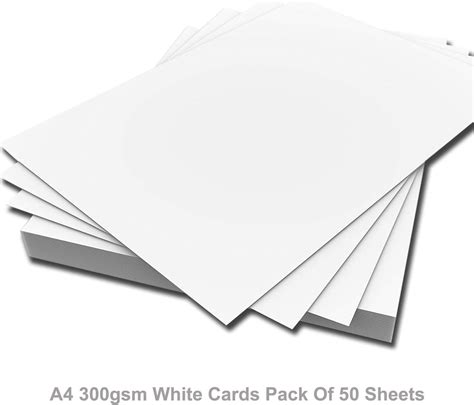 Ark Lot de 50 feuilles de papier cartonné épais pour imprimante Blanc 300 g/m² Format A4: Amazon ...