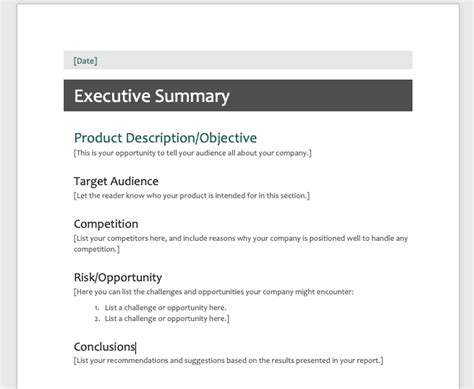 Microsoft Word Executive Summary Template - Free Word Template