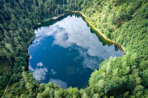 Lake Eibensee, Austria - August 23, 2017. Aerial view at lake Eibensee ...