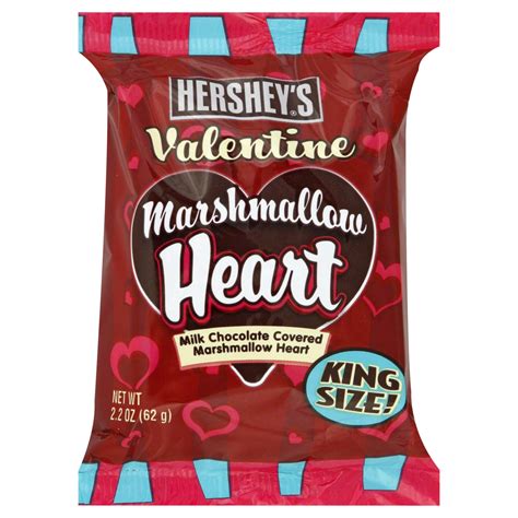 Hershey's Valentine Chocolate Covered Marshmallow Heart 2.2 Ounce ...