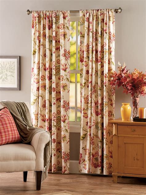Jacobean Floral Rod Pocket Curtains | Living room drapes, Curtains living room, Drapes curtains