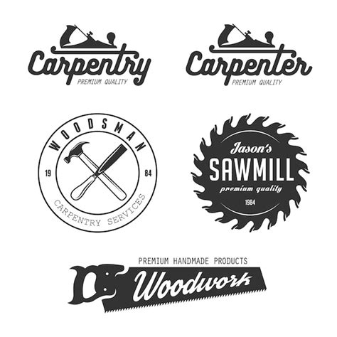 Premium Vector | Carpentry logo set