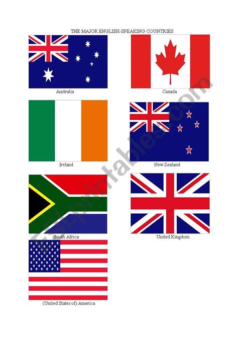 Flags of English Speaking Countries - ESL worksheet by jnt9000