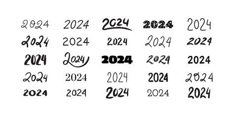 2024 lettering collection. Set of 2024 Happy New Year hand drawn ...