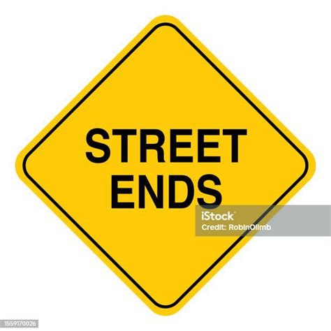 Street Ends Road Sign Stock Illustration - Download Image Now - Black ...