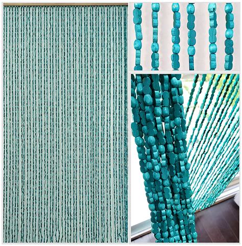 BeadedString Wood Bamboo Beaded Curtain-45 Strands-77 High-35.5" Wide-Bohemian Door Beads ...