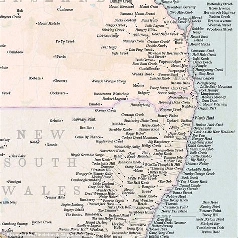 Map shows Australia’s funniest, rudest and quirkiest place names | Place names, Australia map ...