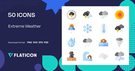 Extreme Weather Icon Pack | Flat | 50 .SVG Icons