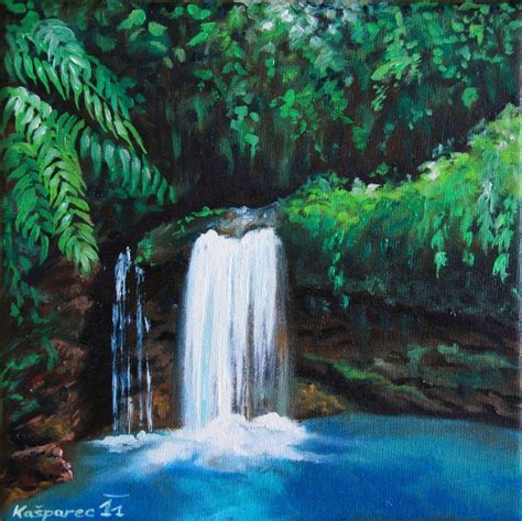 Jungle waterfall study - oil painting