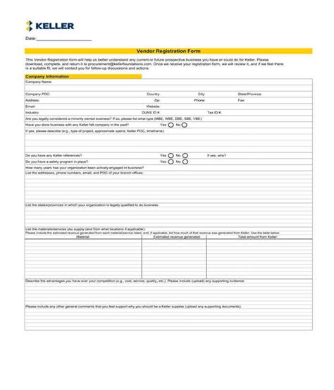 FREE 6+ Vendor Registration Forms in PDF | Excel | MS Word
