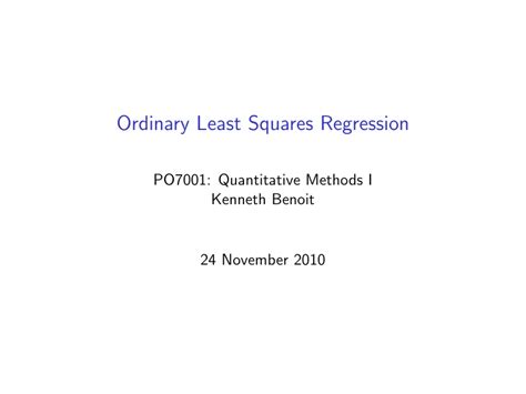 Ordinary Least Squares Regression