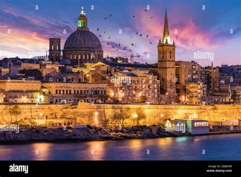 Valletta Malta city Skyline, colorful house balcony Malta Valletta Stock Photo - Alamy