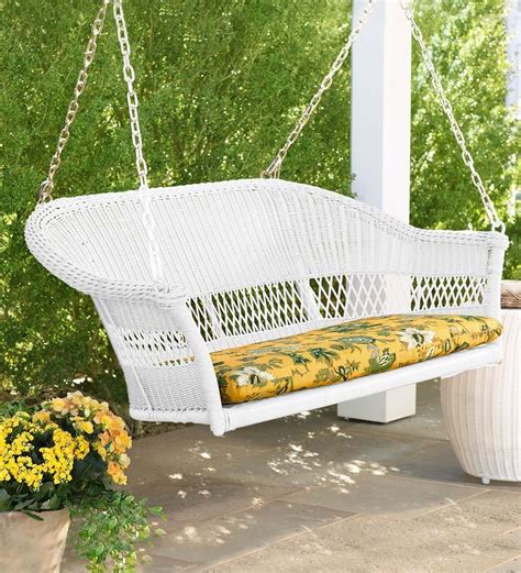 Plow & Hearth Easy Care Resin Wicker Swing - Off-White - Walmart.com ...