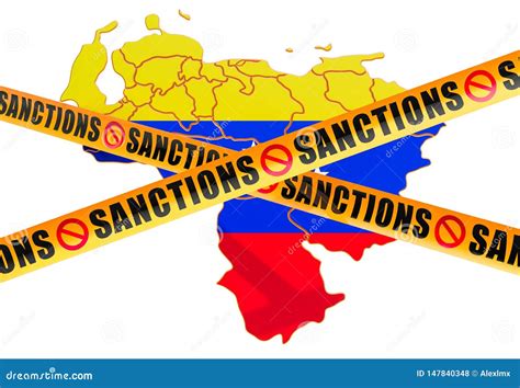 Sanctions Concept with Map of Venezuela, 3D Rendering Stock ...