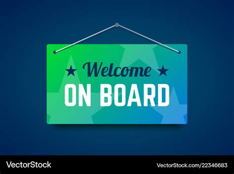 Welcome on board sign on wall Royalty Free Vector Image