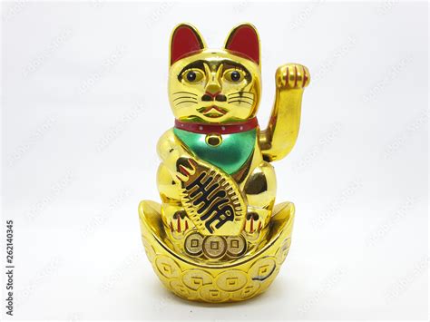 Gold Cat Statue representing luck symbol and sign for traditional ...