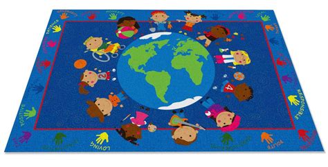 This classroom rug celebrates diversity around the world and teaches good virtues. | Kids area ...