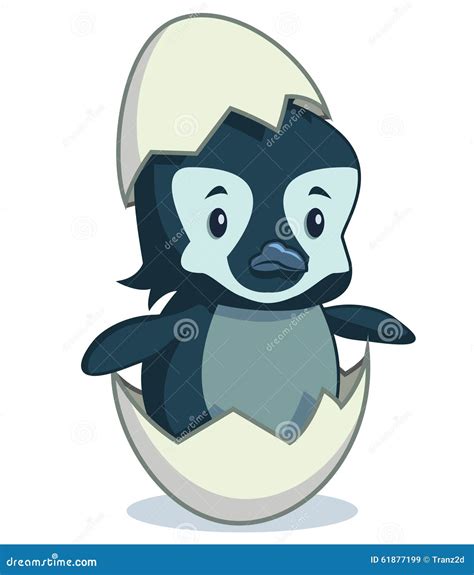 Cute Cartoon Penguin Hatching from an Egg Stock Illustration ...