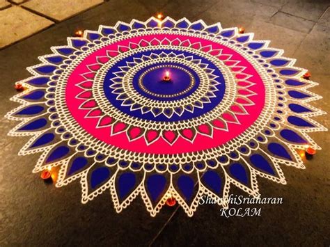 #mandala#kolam#blue#pink | Rangoli designs simple diwali, Indian rangoli designs, Big rangoli ...