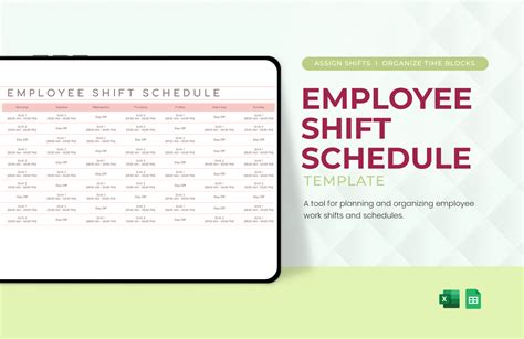 Employee Shift Schedule Template in Excel, Google Sheets - Download ...