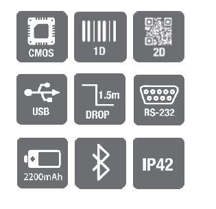 Newland NLS-HR3280-BT Wireless 2D Barcode Scanner, Bluetooth Connectivity, 3 Years Warranty ...