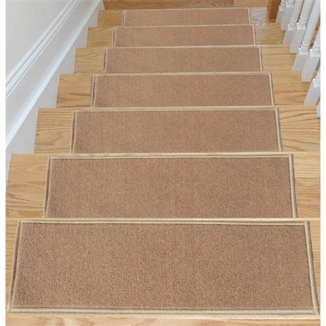 Ottomanson Dark Beige 9 in. x 27 in. Non-Slip Rubber Back Stair Tread ...