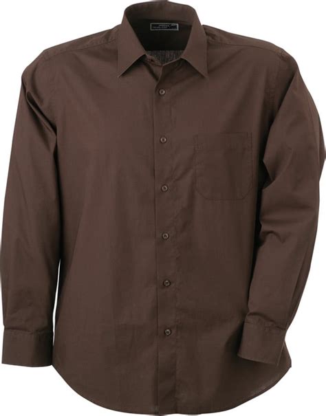 Men Men's Shirt Classic Fit Long Brown-Daiber