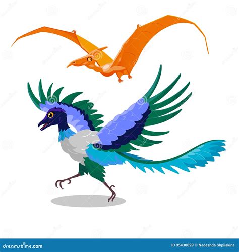 Cartoon Archaeopteryx Waving Vector Illustration | CartoonDealer.com ...