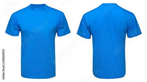 blank blue t-shirt mock up template, front and back view, isolated ...