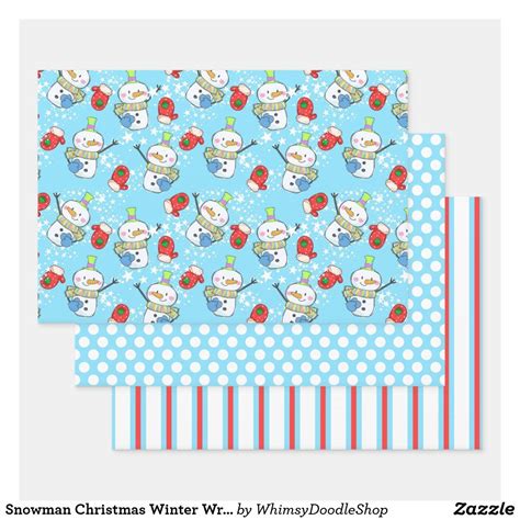 Snowman Christmas Winter Wrapping Paper Set | Zazzle | Christmas ...