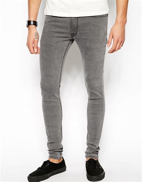 Asos Extreme Super Skinny Jeans In Light Grey in Gray for Men | Lyst