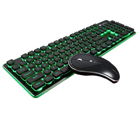 2.4G Wireless Keyboard and Mouse Combo, Backlit Glowing Keyboard Silent ...