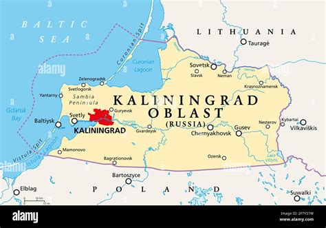 Kaliningrad Oblast, political map. Kaliningrad Region, federal subject ...