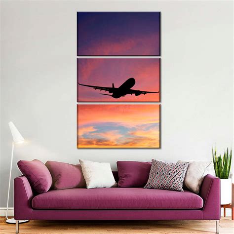 Airplane Sunset Silhouette Wall Art | Photography